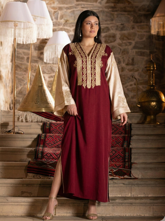 Djeba LAYALI – Fetla dorée perlée & Coupe fluide | Collection Ramadan 2026