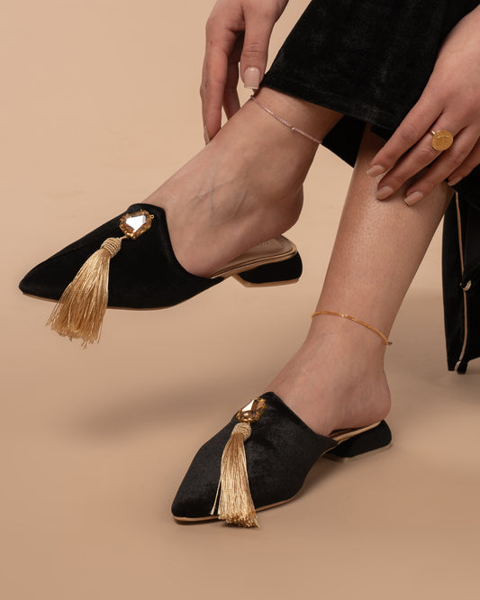 Babouches NADJM – Velours à perle dorée | Maison El Hanane × Hiya