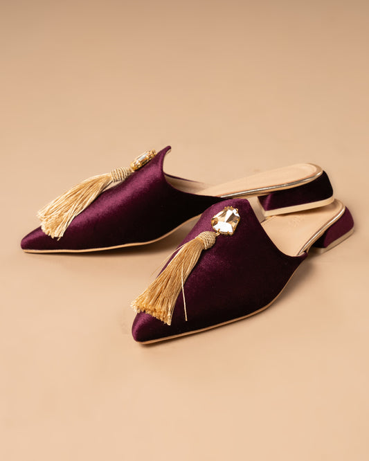 Babouches NADJM – Velours à perle dorée | Maison El Hanane × Hiya